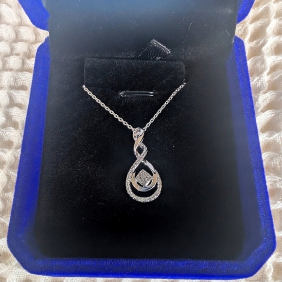 Sterling Silver Diamond Pendant Infinity Necklace - Picture 2 of 7